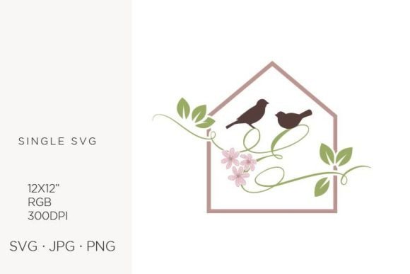 Birds Floral House, Letter E Graphics for Icons