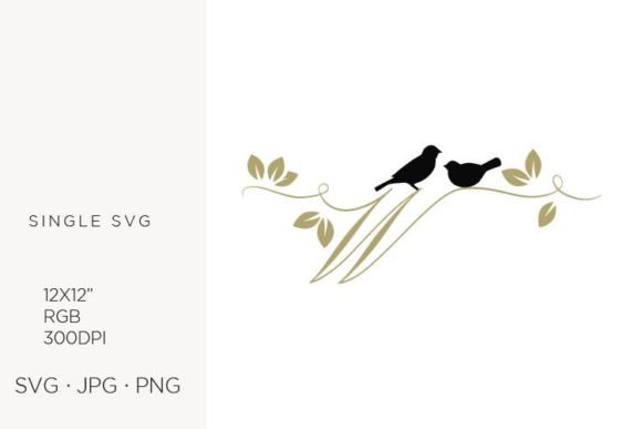 Birds on a Branch, Golden Letter W Graphics and Icons Review