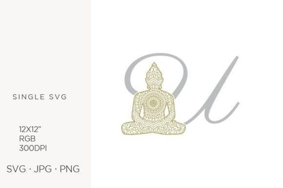 Golden Buddha Monogram Letter U Graphics for Handmade Creations