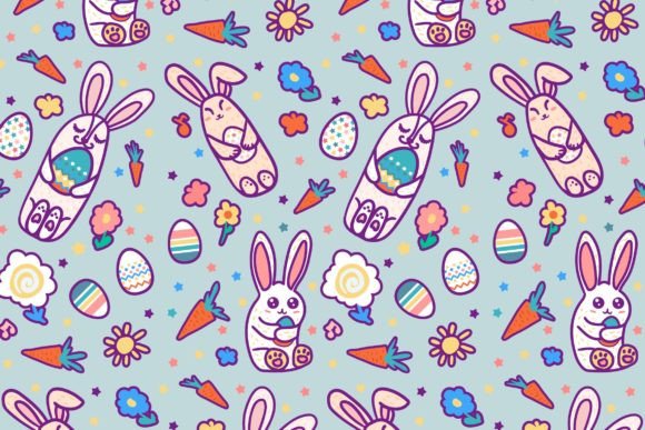 Happy Easter Rabbits Seamless Pattern: Graphics for Local Branding