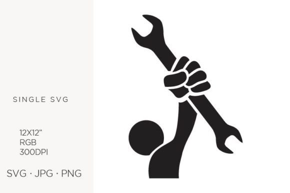 Human Figure Holding Wrench Graphics for Layer Styles