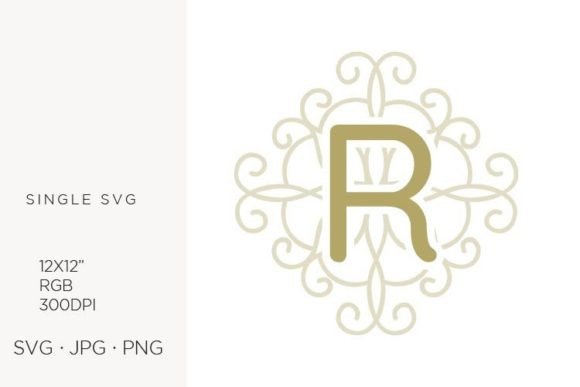 Letter R Monogram with Swirl Ornamental Design Review