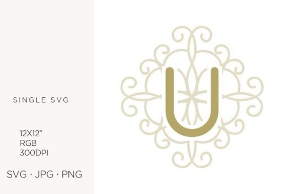 Letter U Swirl Ornamental Monogram for Branding and Packaging