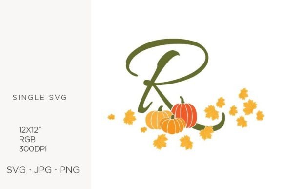 R Letter, Autumn, Leaves and Pumpkin Graphics & Icons