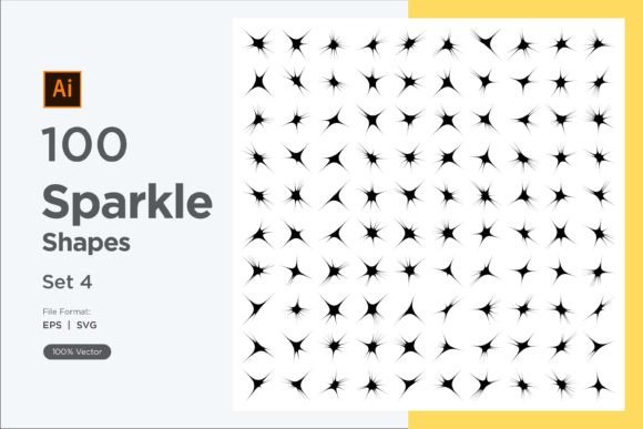 Sparkle Shape Symbol Sign V2-100 -4 for Graphics and Decorative Elements