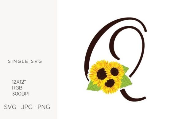 Sunflowers Letter Q Graphics and Icons for Crafters