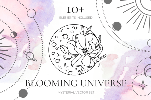 SVG Planets with Flowers I Universe: Graphics for Crafts & Branding